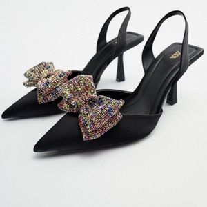 Zara embellished bow high heel shoes